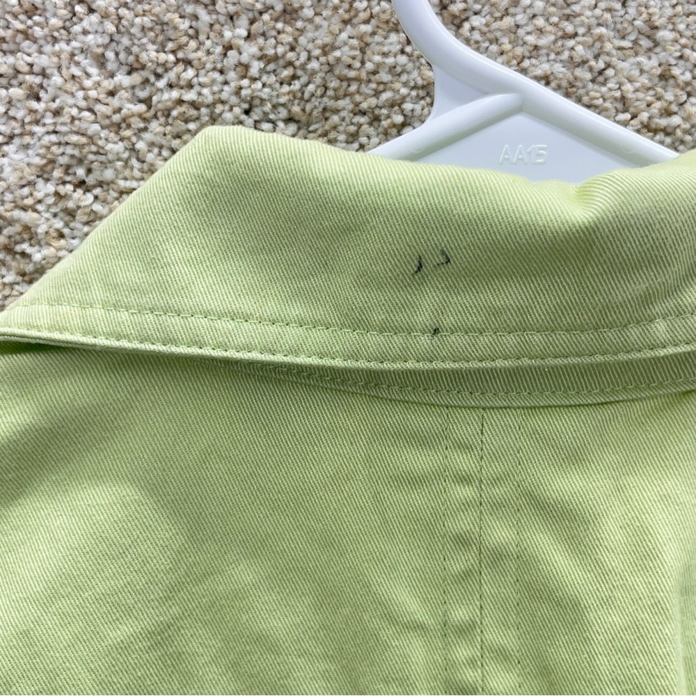 90s Y2K jacket 100% cotton lime green button down notch spring summer NWT flawed - Picture 4 of 16